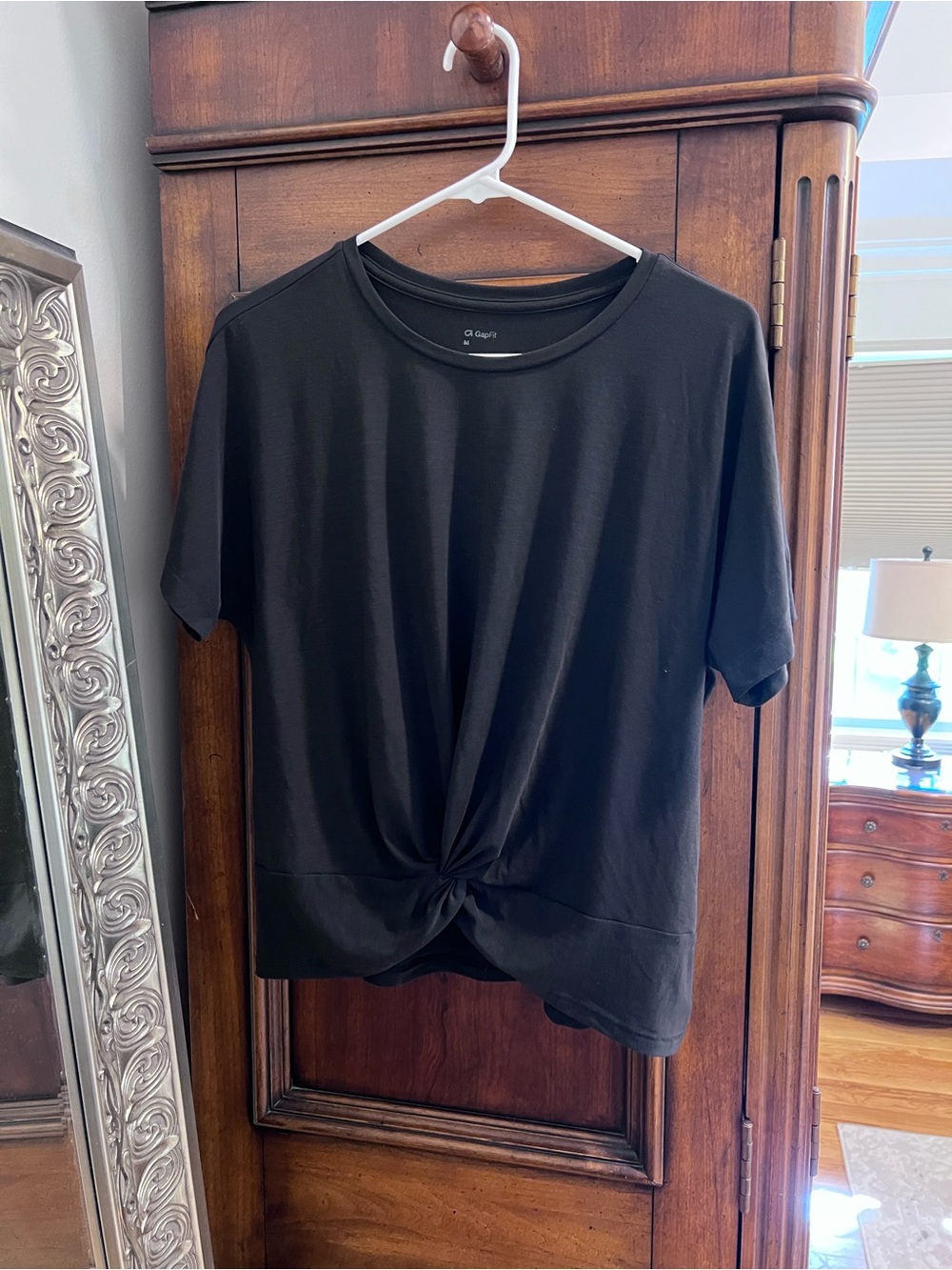 GAP Black Short Sleeve Knot-Front Tee